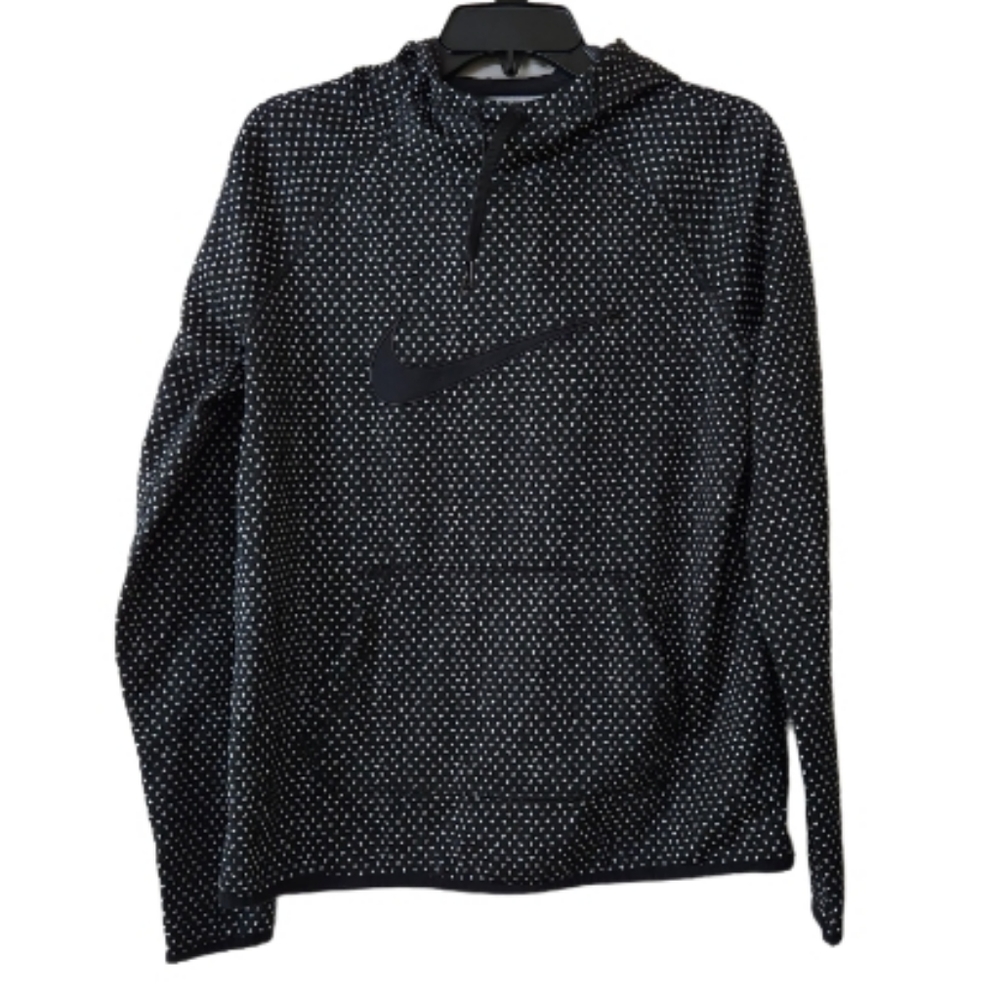 NIKE DRI-FIT HOODIE SWEATER BLACK AND WHITE PATTERN SZ MEDIUM